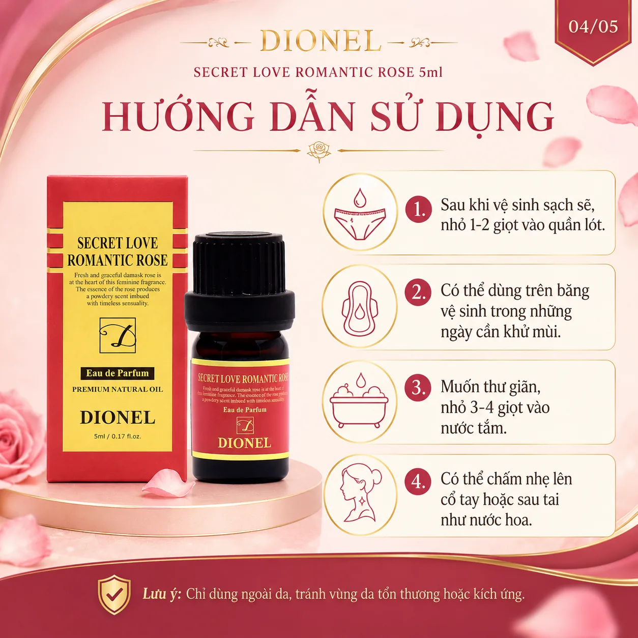 Nước hoa vùng kín Dionel Secret Love Romantic Rose 5ml 2