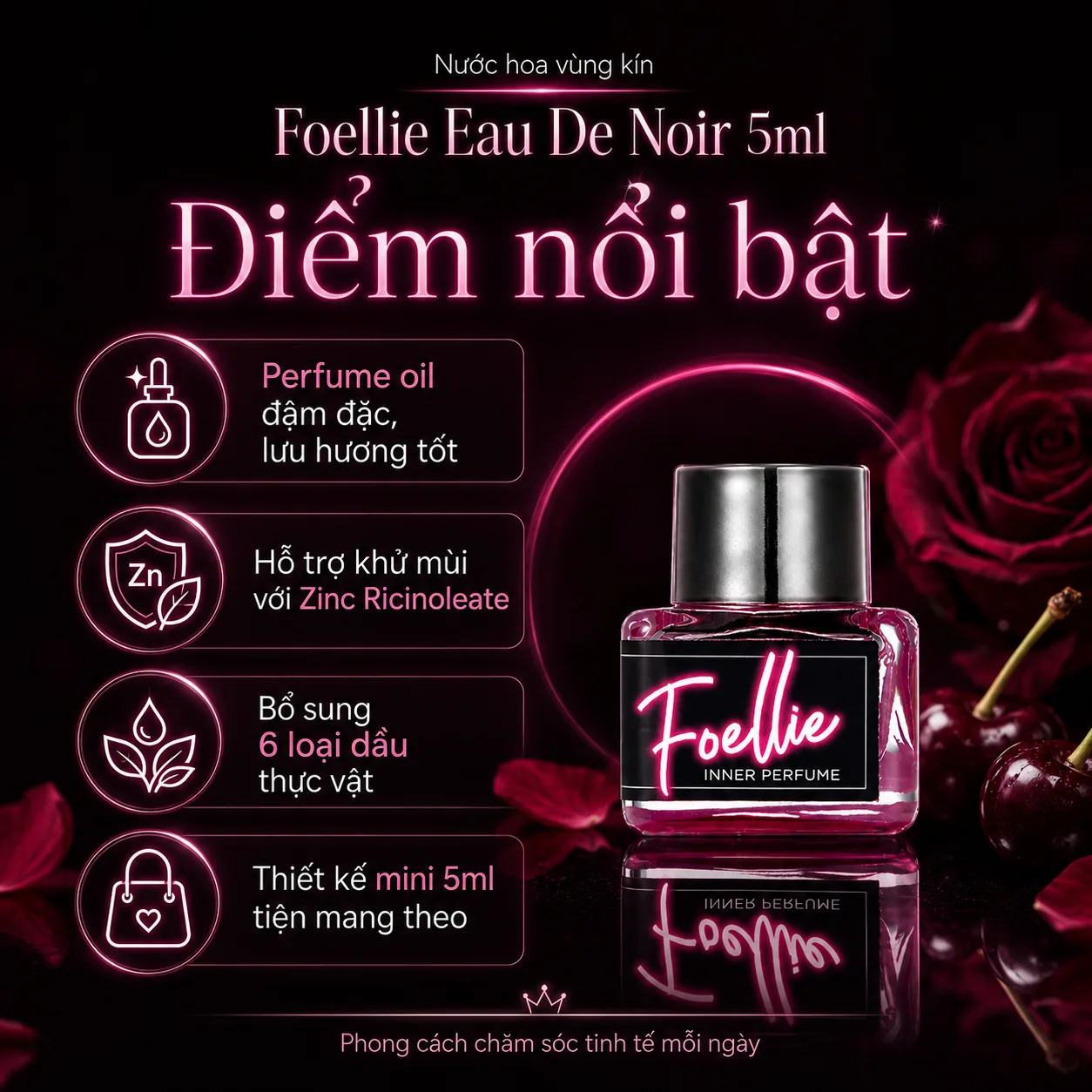 Nước hoa vùng kín Foellie Eau De Noir 5ml 3