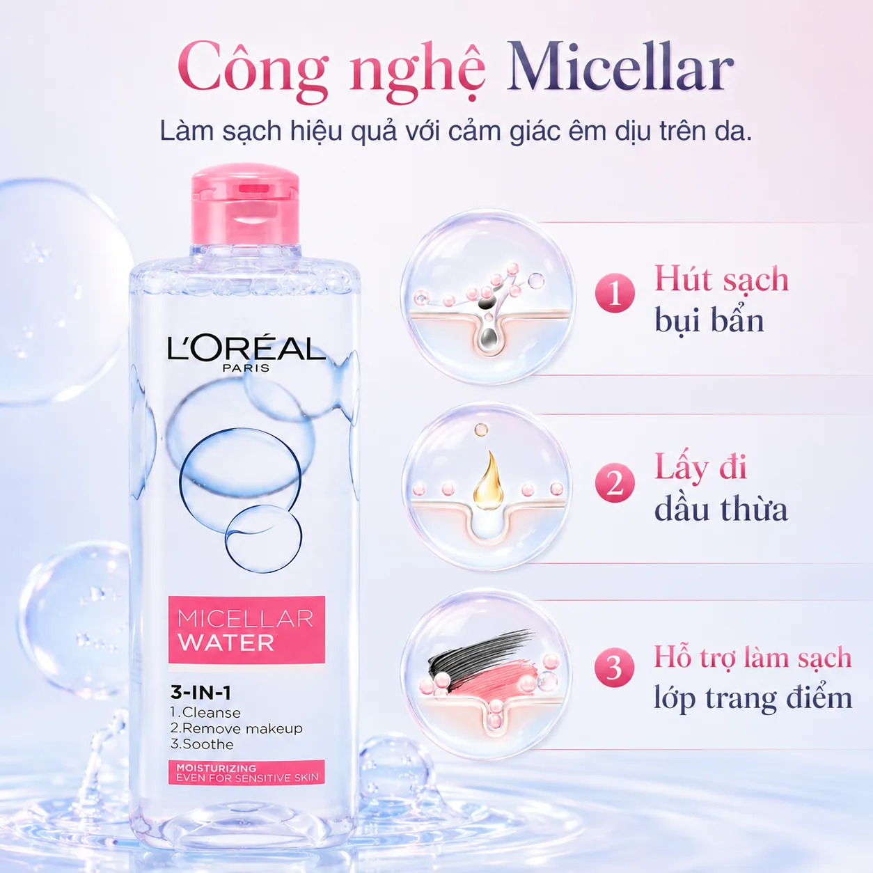 Nước tẩy trang dưỡng ẩm L'Oréal Paris Micellar Water 400ml 4