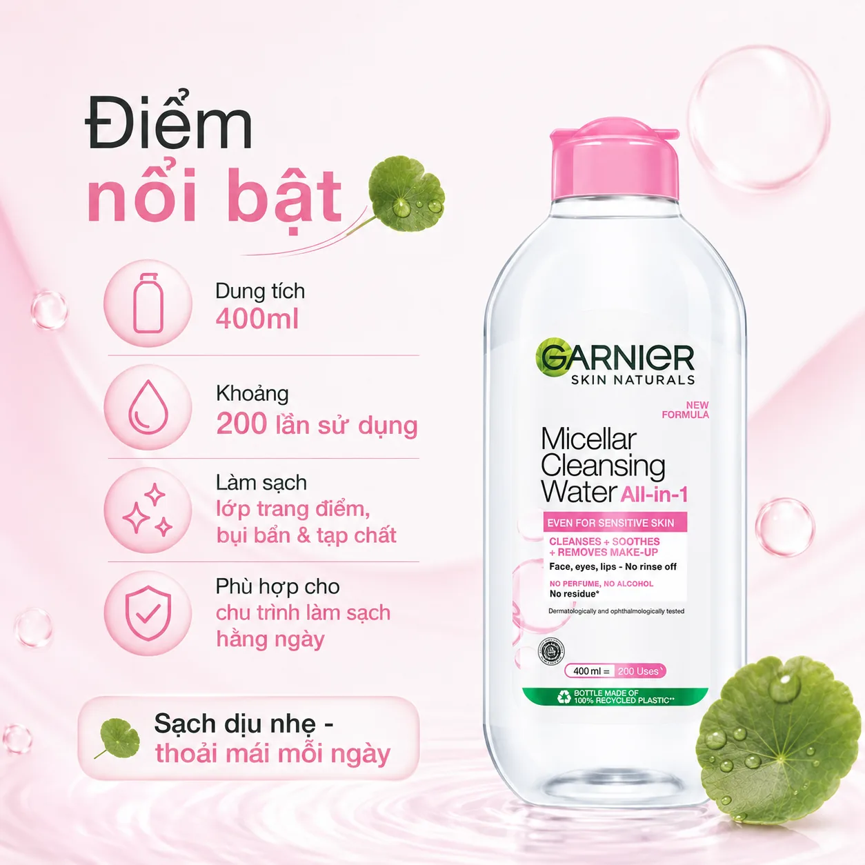 Nước tẩy trang Garnier Micellar Cleansing Water For Sensitive Skin 400ml 5