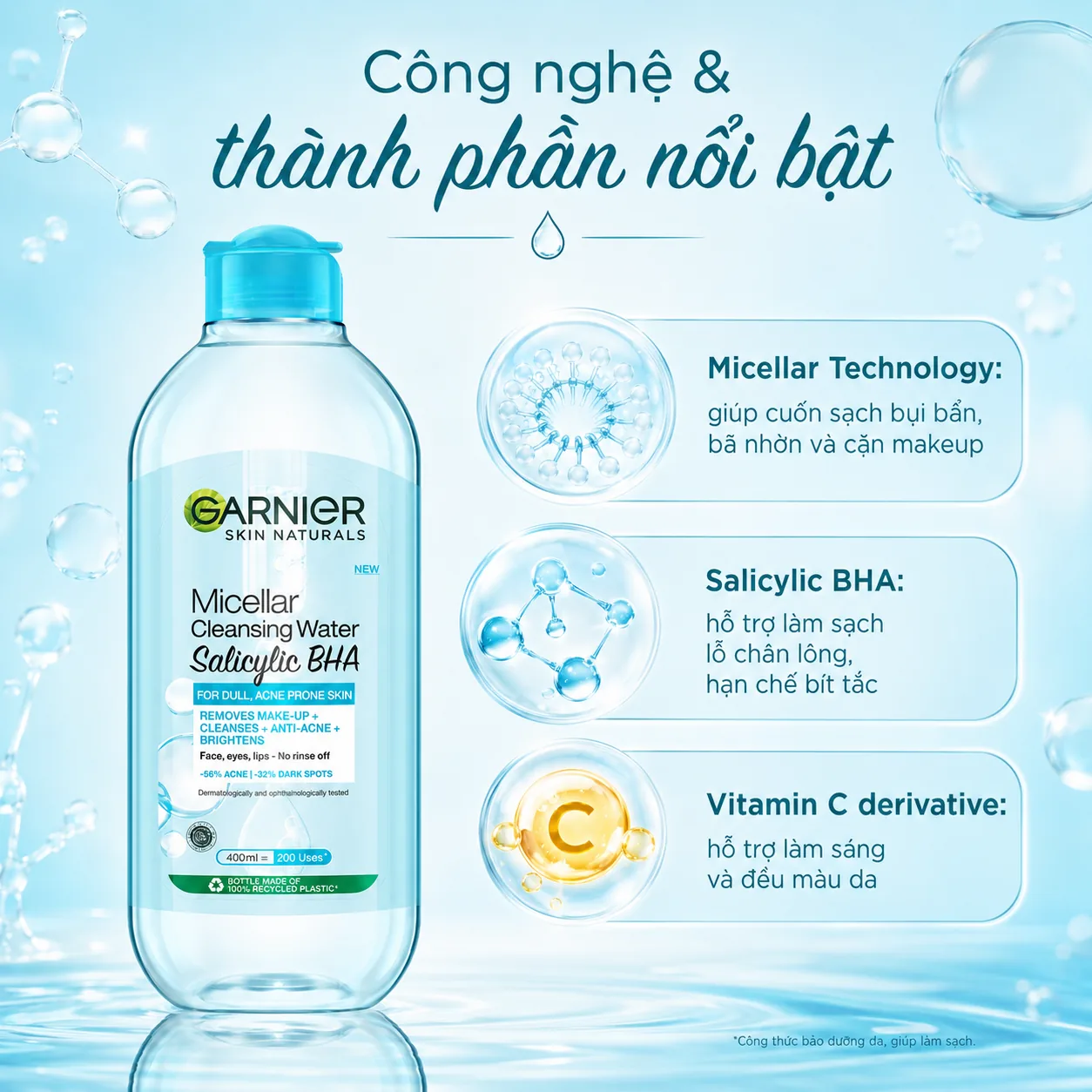 Nước tẩy trang Garnier Micellar Cleansing Water Salicylic BHA 400ml 3