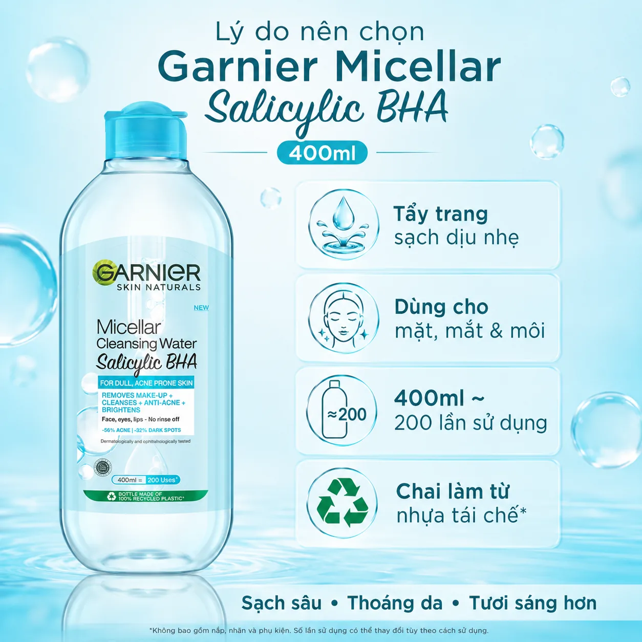 Nước tẩy trang Garnier Micellar Cleansing Water Salicylic BHA 400ml 5