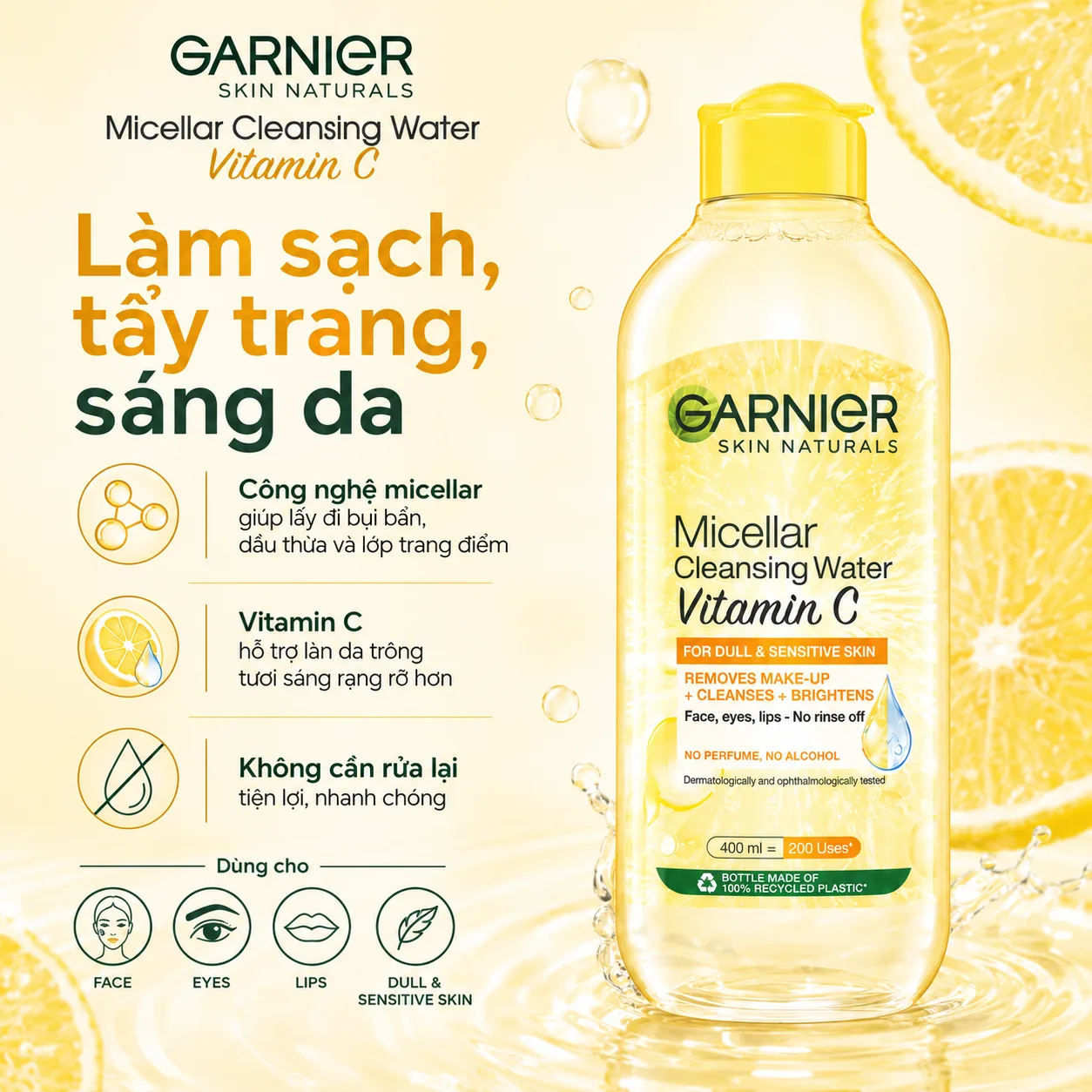 Nước tẩy trang Garnier Micellar Cleansing Water Vitamin C 400ml 2