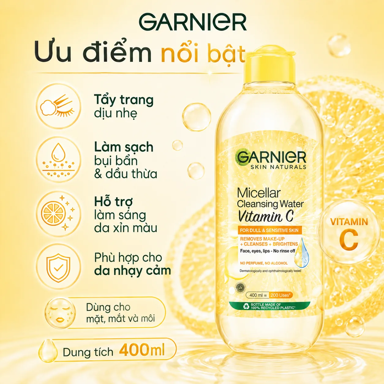 Nước tẩy trang Garnier Micellar Cleansing Water Vitamin C 400ml 3