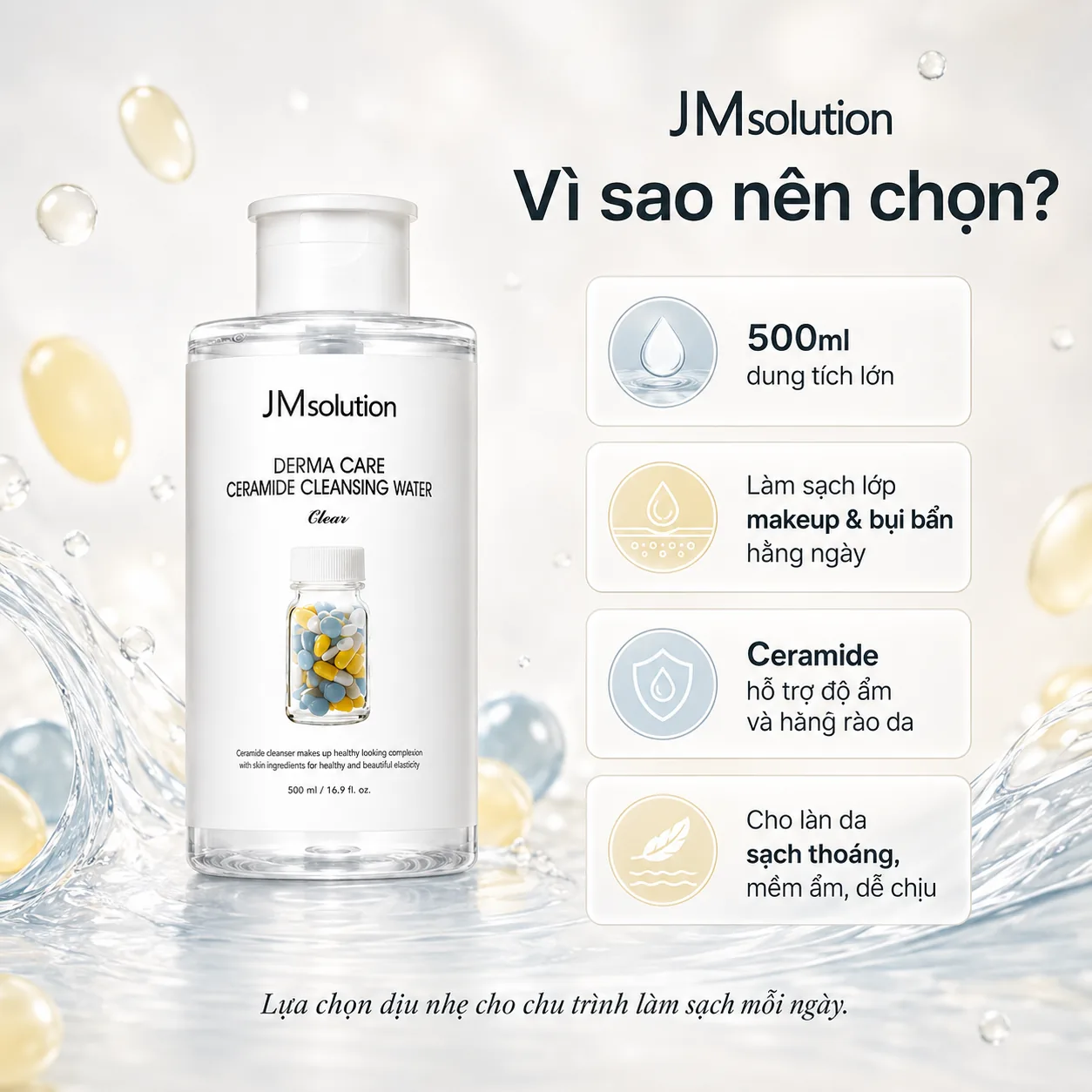 Nước tẩy trang phục hồi bảo vệ da JMsolution Derma Care Ceramide 500ml 3