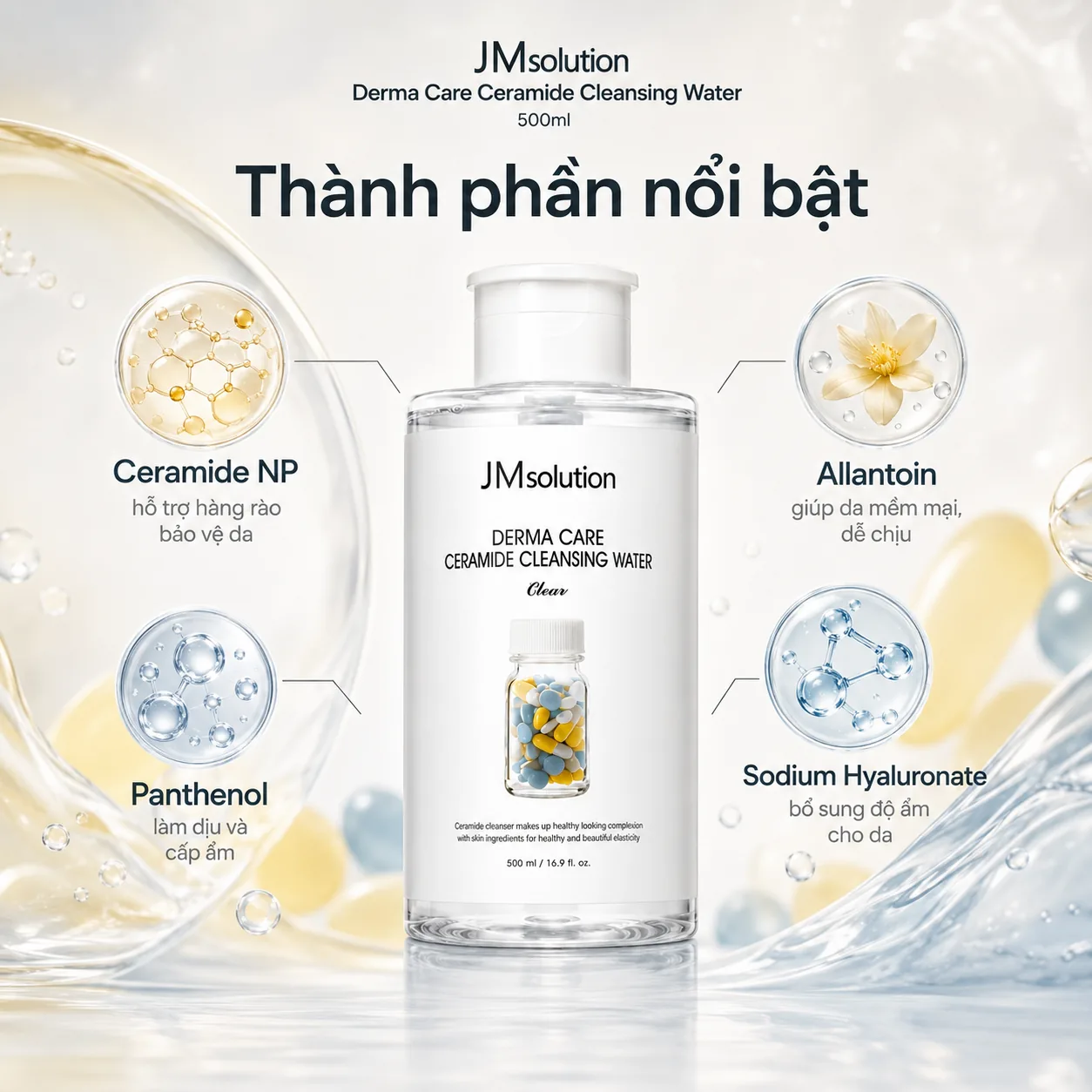 Nước tẩy trang phục hồi bảo vệ da JMsolution Derma Care Ceramide 500ml 5