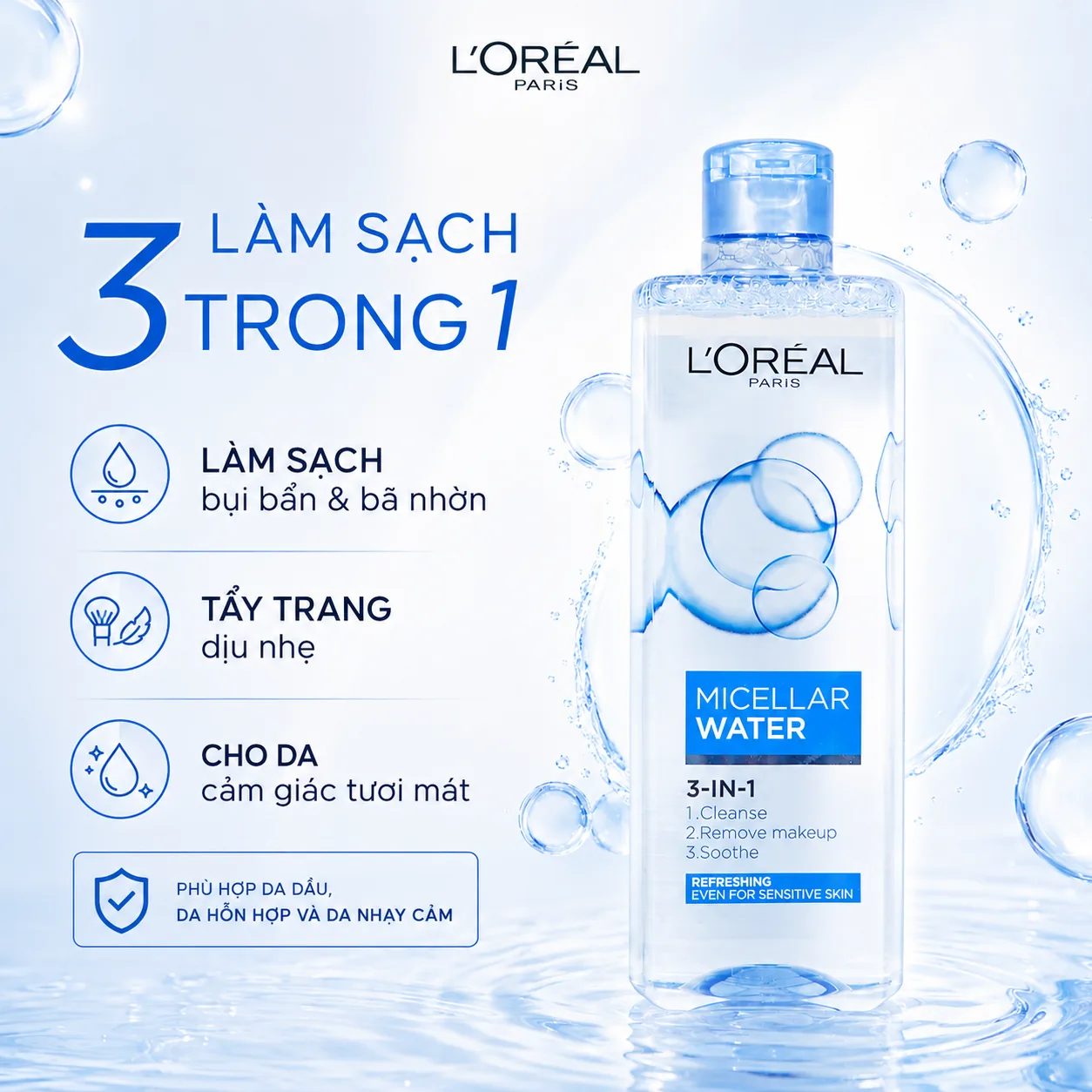 Nước tẩy trang L'Oréal Paris Micellar Water Refreshing 400ml 2