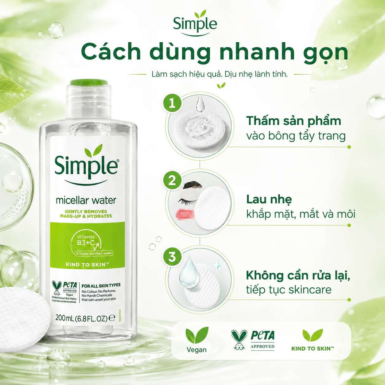 Nước tẩy trang Simple Micellar Cleansing Water 200ml 5