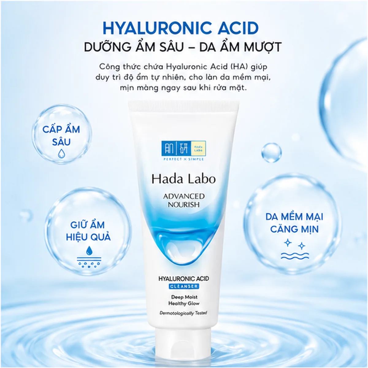 Sữa rửa mặt Hada Labo Advanced Nourish Hyaluronic Acid Cleanser 80g 2