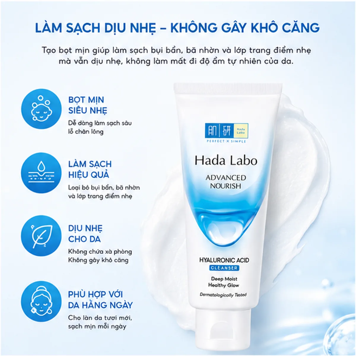 Sữa rửa mặt Hada Labo Advanced Nourish Hyaluronic Acid Cleanser 80g 3