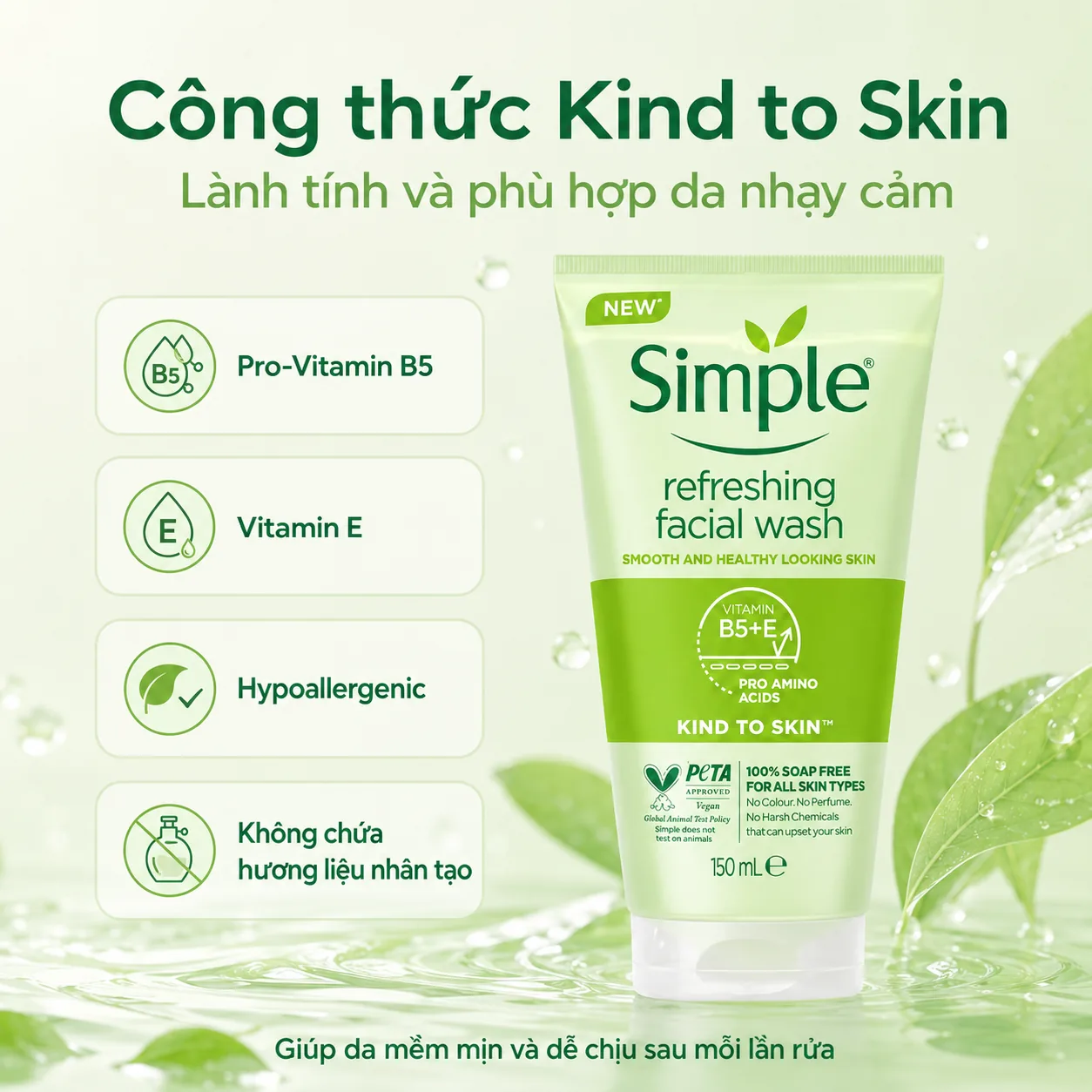 Sữa rửa mặt Simple Refreshing Facial Wash 150ml 3