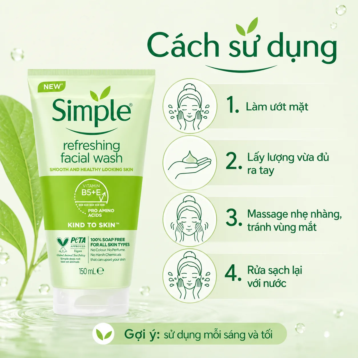 Sữa rửa mặt Simple Refreshing Facial Wash 150ml 5