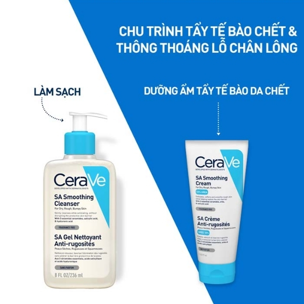 Sữa Rửa Mặt CeraVe Hỗ Trợ Tẩy Da Chết - SA Smoothing Cleanser 5 Sữa rửa mặt Cerave Renewing SA Cleanser hỗ trợ tẩy da chết