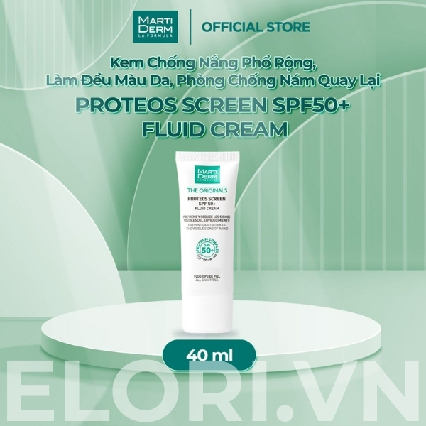 Kem Chống Nắng MartiDerm Ngăn Ngừa Lão Hóa & Chống Nám - The Originals Proteos Screen SPF50+ Fluid Cream 2 Kem Chống Nắng MartiDerm Ngăn Ngừa Lão Hóa & Chống Nám