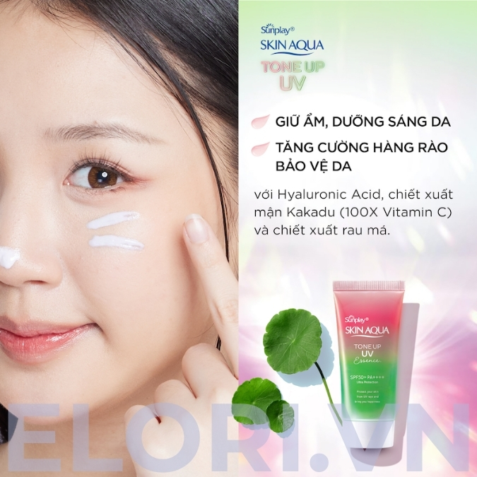 Kem Chống Nắng Skin Aqua Hồng - Tone Up UV Essence Rose 5 Kem Chống Nắng Skin Aqua Hồng - Tone Up UV Essence Rose