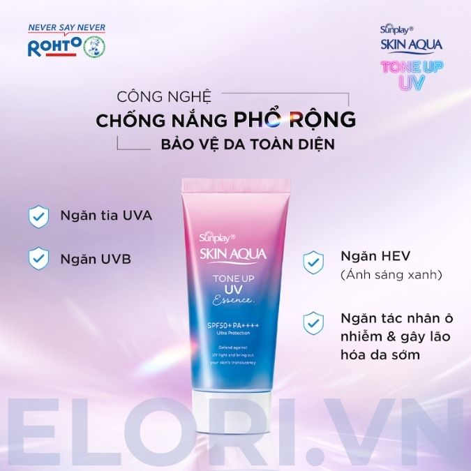 Kem Chống Nắng Skin Aqua Tím - Tone Up UV Essence Lavender 6 Kem Chống Nắng Skin Aqua Tím - Tone Up UV Essence