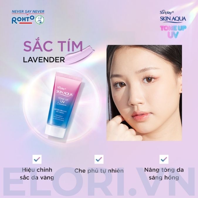 Kem Chống Nắng Skin Aqua Tím - Tone Up UV Essence Lavender 5 Kem Chống Nắng Skin Aqua Tím - Tone Up UV Essence